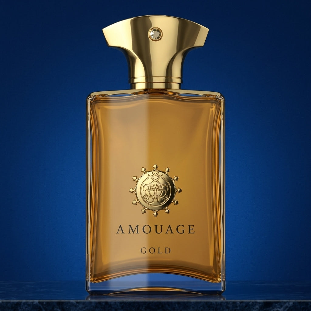 Royal Amber Glow (Amber liquid with jewel-encrusted gold cap)