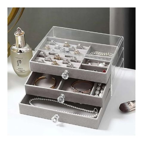 AJF Multi-Functional Jewelry Storage Box, Beige, LD-1018