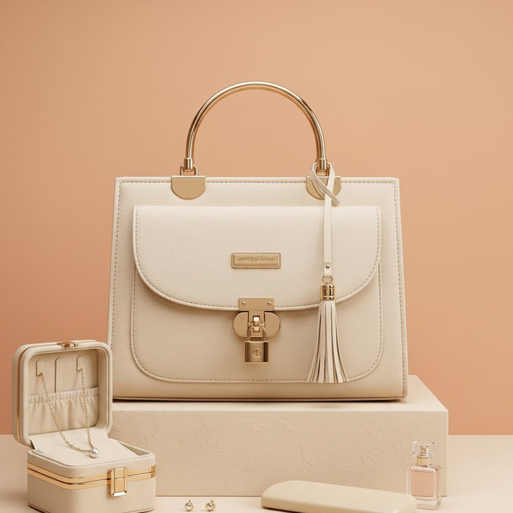 OFF WHITE pure leather premium look hand bag
