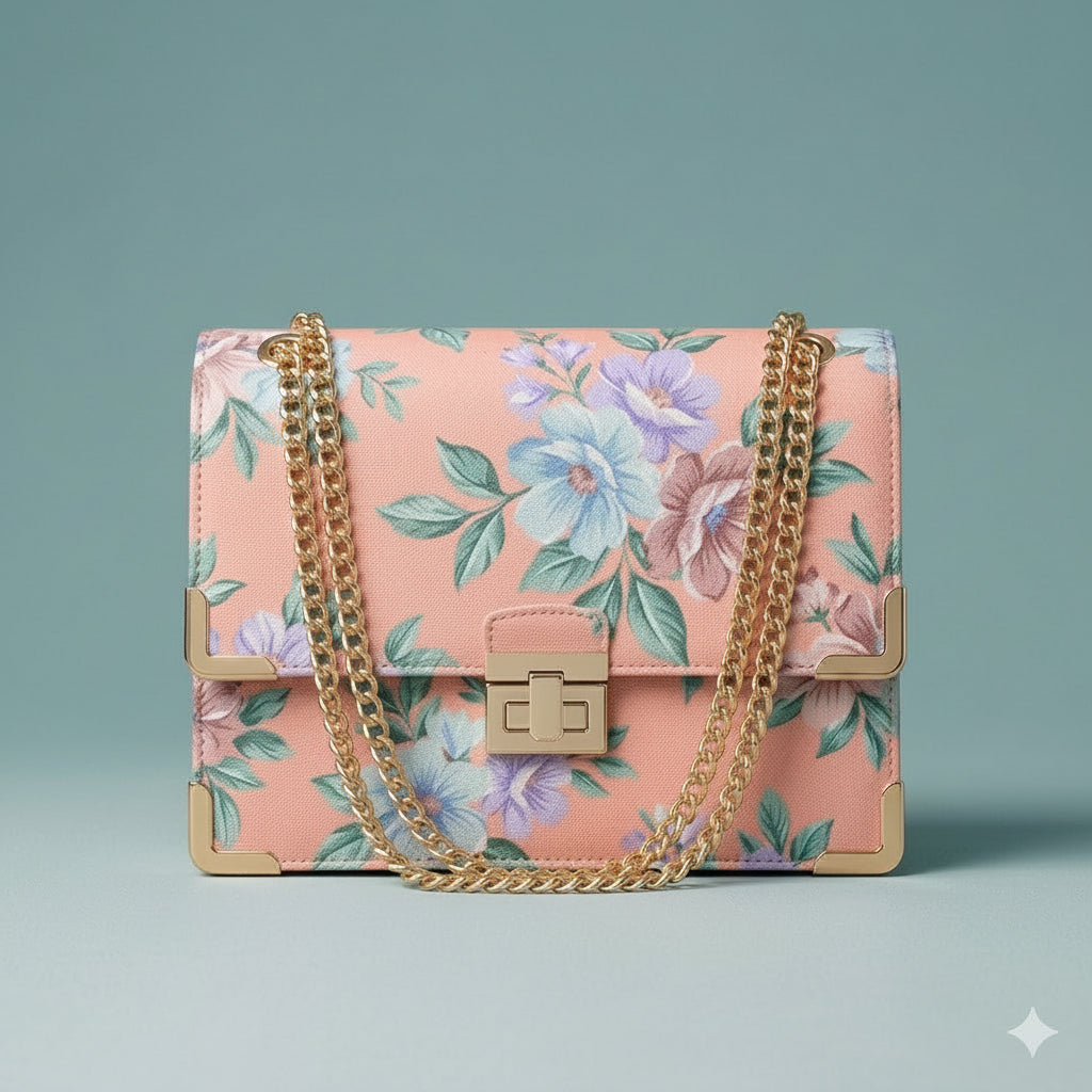 printed pink bag luxcury look
